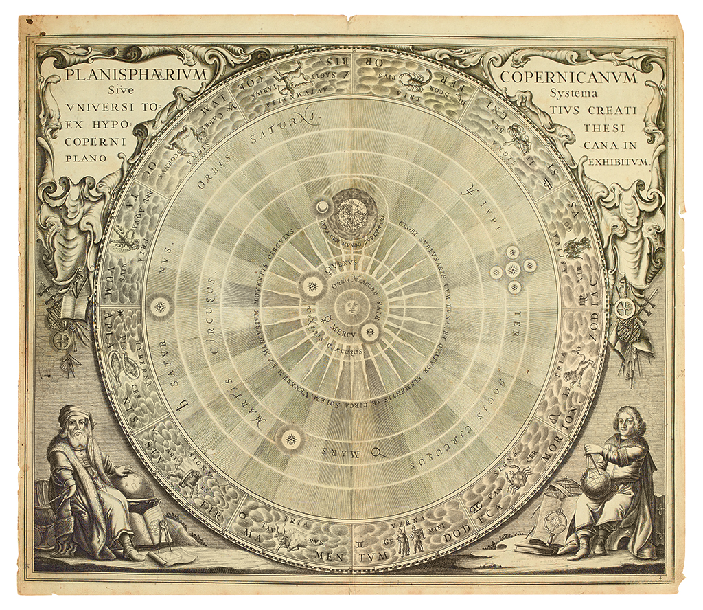 CELLARIUS, ANDREAS. Planisphaerium Copernicanum Sive Systema Universi Totius Creati Ex Hypothesi Copernicana In Plano Exhibitum.